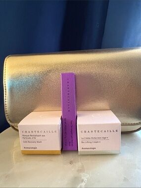 Chantecaille Travel Set with Gold Logo Clutch ✨BNIB✨